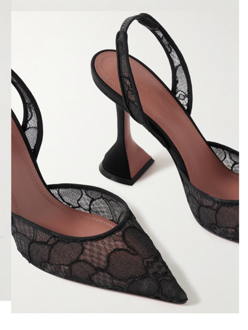 Amina Muaddi Holli Corded Lace Slingback Pump